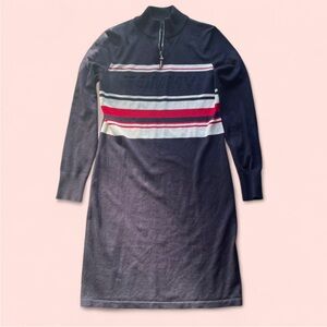 Tommy Hilfiger QuarterSize Zip Metallic Logo Navy Sweater DressSize S/P